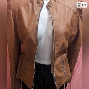 Chic Tan Leather Jacket for Women. I Also Have It In Black Color